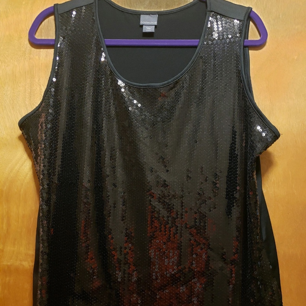 Black Sequin Tank Top